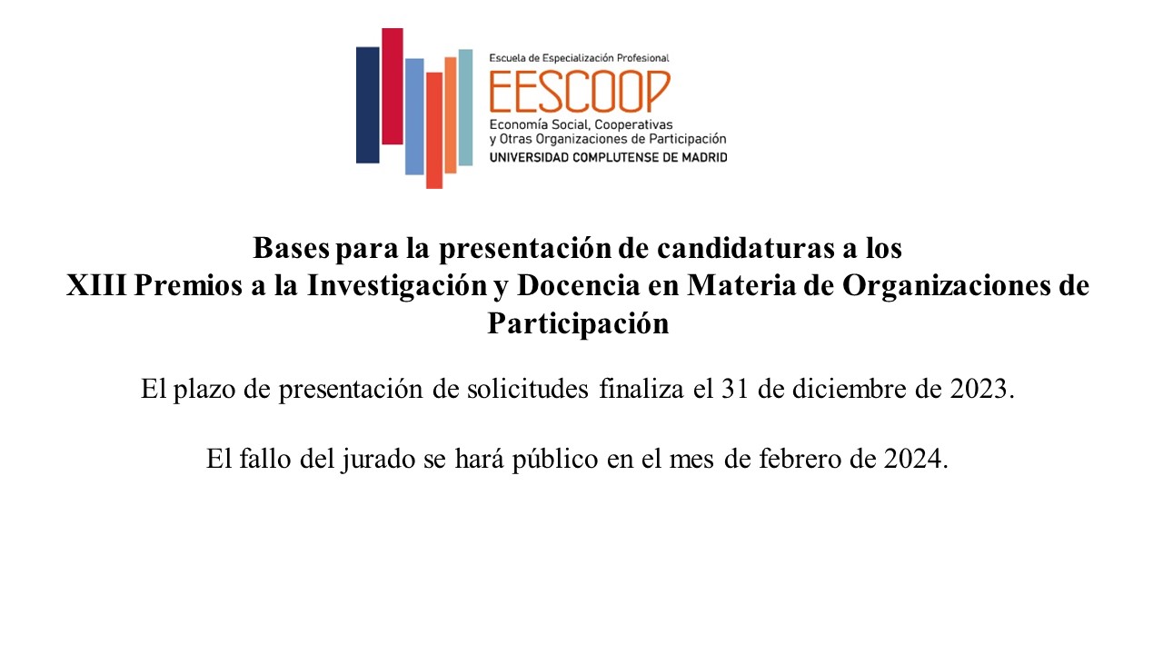 XIII Premios a la Investigación y Docencia en Materia de Organizaciones de Participación: bases y solicitudes